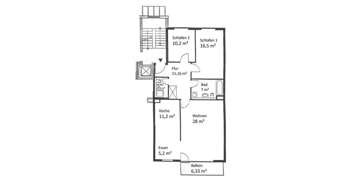 Eigentumswohnung 3,5 Zimmer 96,43m2 Balkon Aufzug 2 Parkplätze 3 zimmer