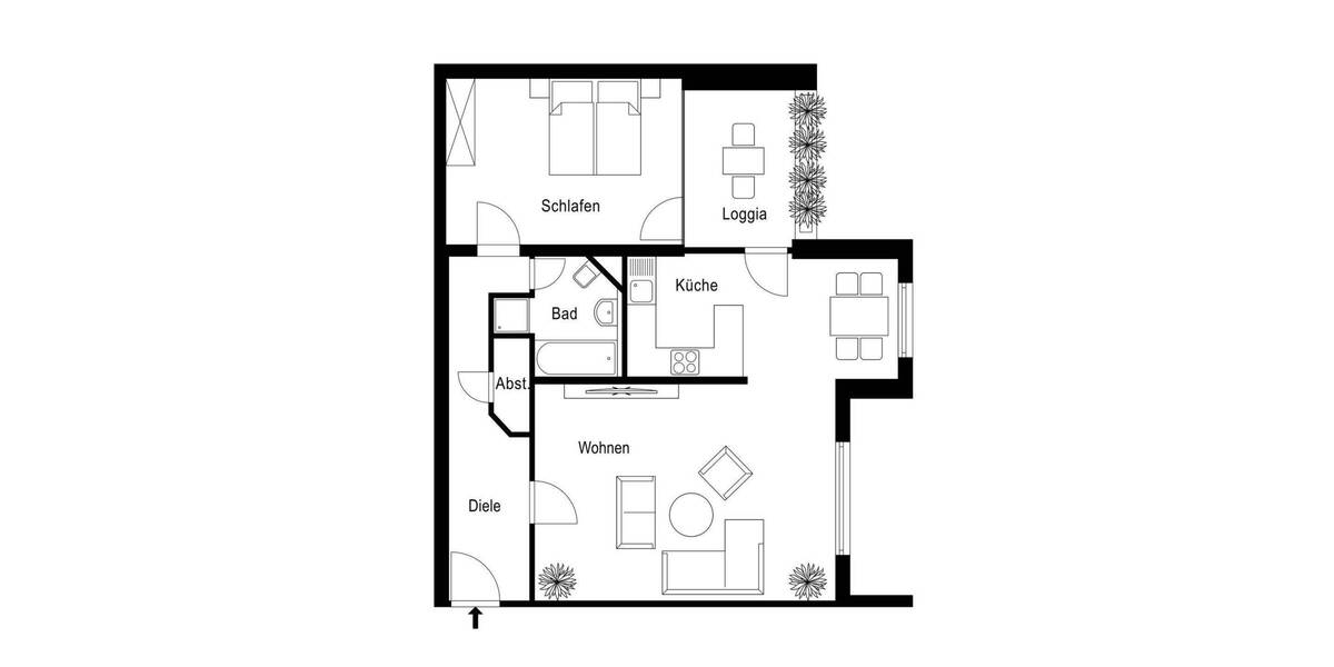 Etagenwohnung Köln Niehl - 2 Zimmer, 72 m&sup2;, 279.000&euro; | Angebot:25736812