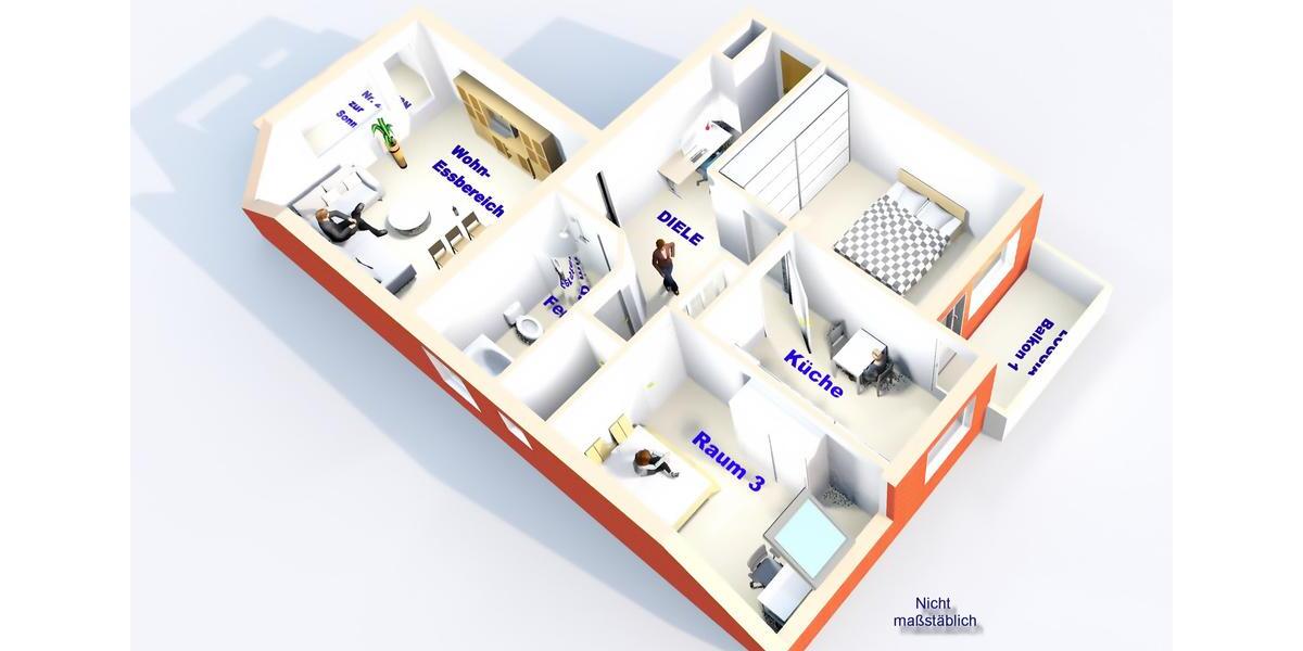 3 Zimmer Wohnung mit Fenster im Bad und im Gäste WC inkl. kostenfreiem Spitzboden 3 zimmer