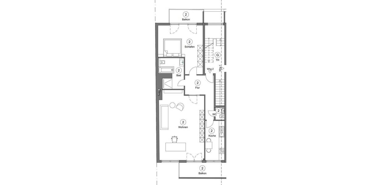 Etagenwohnung Köln Bayenthal - 2 Zimmer, 90 m&sup2;, 2.050&euro; | Angebot:26929407