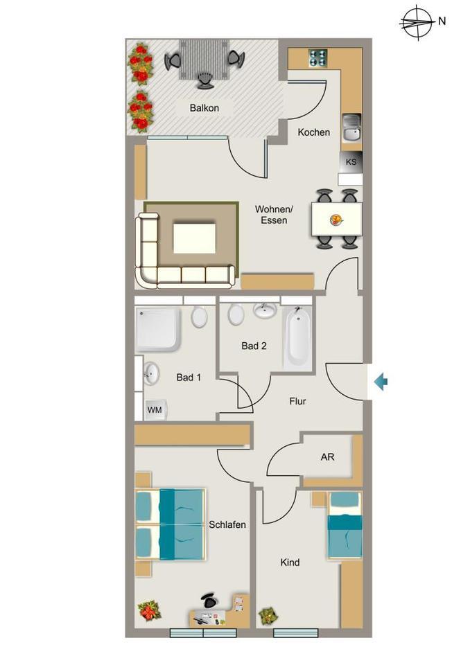 Bei VIVAWEST die Sonnenstrahlen auf dem eigenen Balkon genießen. zimmer