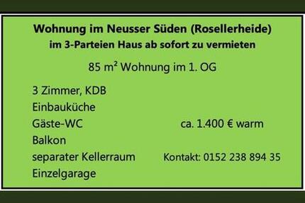 Wohnung im Neusser Süden (Rosellerheide) zu vermieten 3 zimmer