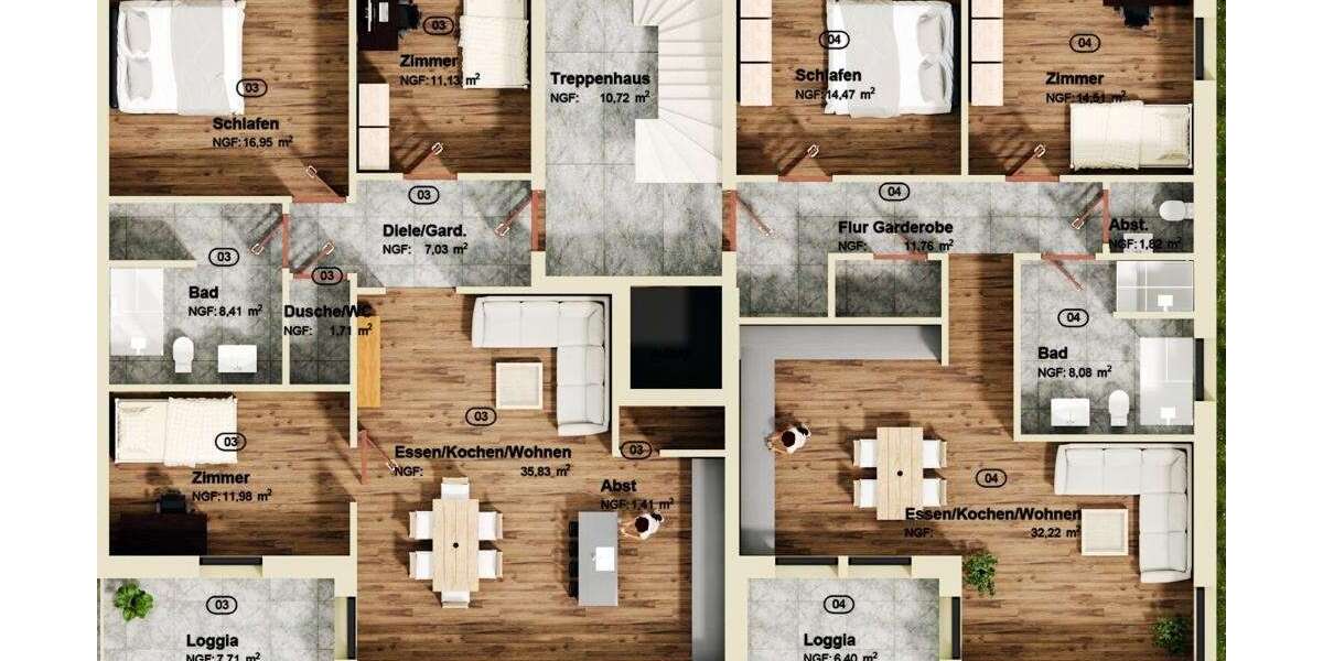 Etagenwohnung Pulheim - 3 Zimmer, 88 m&sup2;, 552.000&euro; | Angebot:23872344