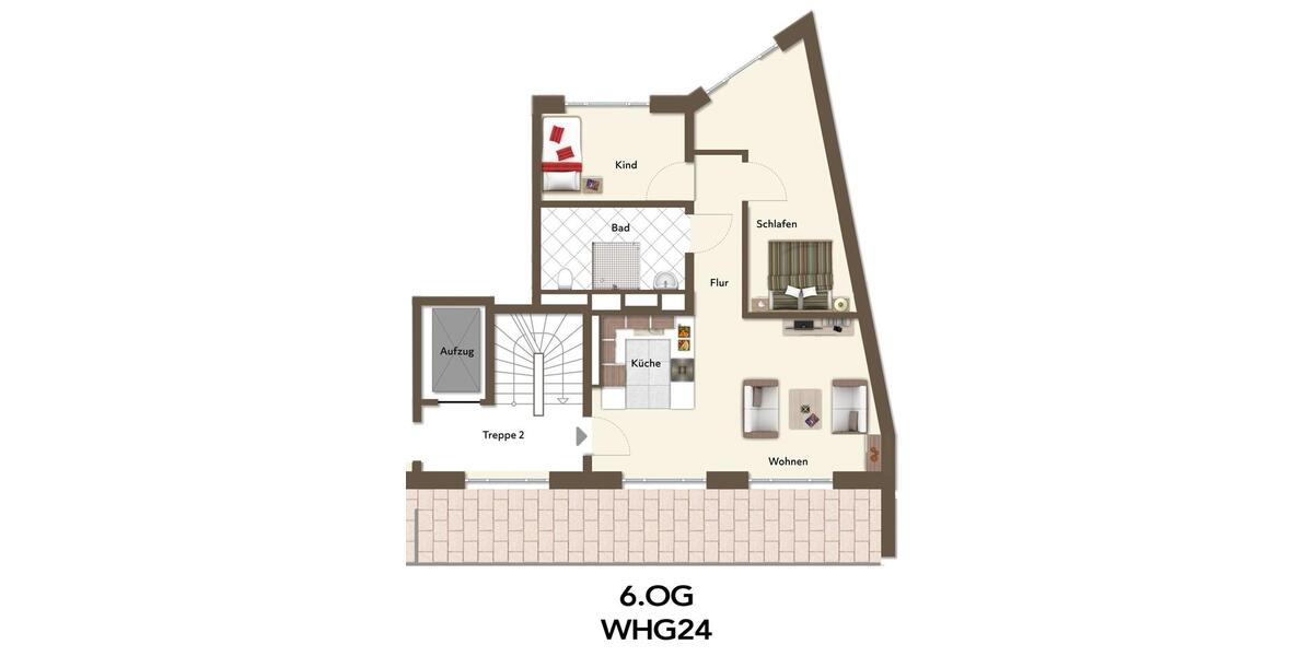 Erstbezug! Exklusive 3-Zimmer-Wohnung mit Terrasse im 6. OG – hochwertiger Neubau in Stadtmitte 3 zimmer