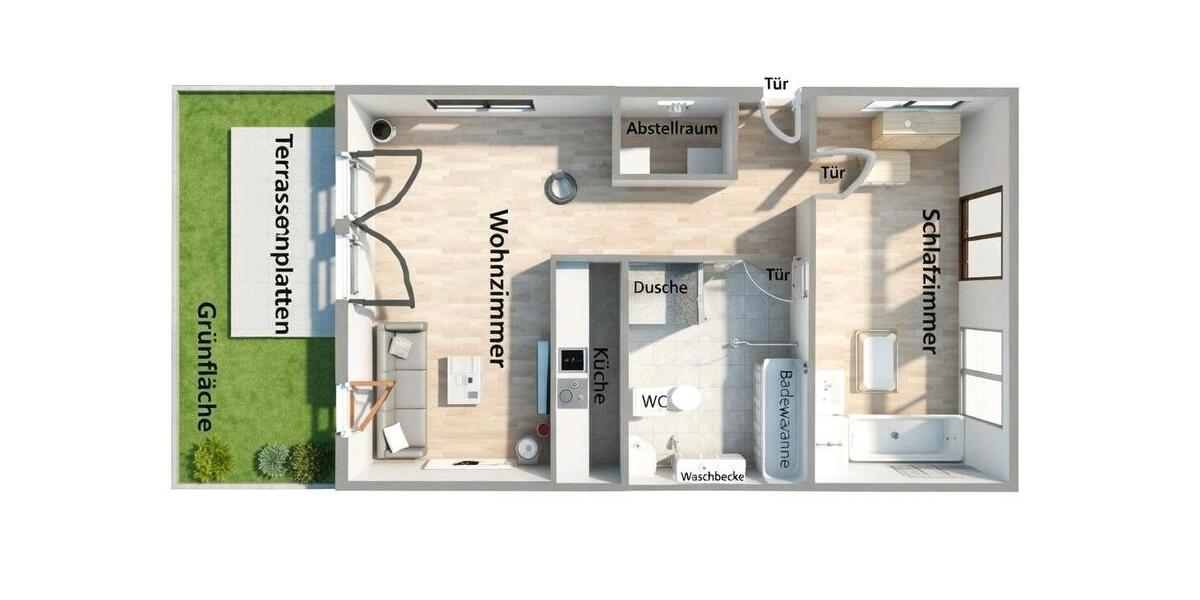 2-Zimmer-Wohnung mit Garten und Terrasse (Neubau) 2 zimmer